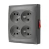 Simon Aquaclick Gniazdo IP20, 4-krotne z uziem., z wbudowanym wyłącznikiem szary ACGZN4W1/16