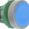 Pushbutton, unlabeled, unlit, latching, waistband round, blue, front ring light gray, mounting Ø 22 mm, ZB5AH06C0