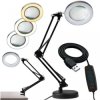Lampka Biurkowa LED 8W CCT Kreślarska Stołowa 3x Szkło Powiększające Lupa LUCA 2 Czarna LUMILED