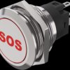 Vandal-proof pushbutton, silver, illuminated  (red), mounting Ø 22 mm, IP65/IP67, 82-6151.1A14.B015