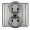 FLEXI Gniazdo podwójne z uziemieniem (przesłony torów prądowych) srebrny metalik 7FGP-2zp KARLIK
