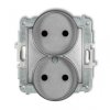 ICON Mechanizm gniazda podwójnego do ramki bez uziemienia 2x2P (przesłony torów prądowych) srebrny metalik 7IGPR-2p