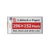 Wyświetlacz E-paper E-Ink - 2,66'' 296x152px - SPI - czarno-biało-czerwony - do Raspberry Pi Pico - Waveshare 20053