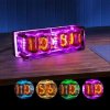 Zegarek IN-12 świecący, 4-bitowy retro zegar LED, 4 tarcze, kolorowy wyświetlacz LED z rurką, akcesoria na biurko