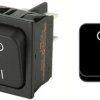 Rocker switch, black, 2 pole, On-Off, off switch, 20 (4) A/250 VAC, 10 (8) A/250 VAC, IP40, unlit, printed, 1832.3313