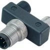 Adapter, 2 x M8 (3 pole, socket) to M12 (4 pole, plug), Y-shape, 79 5204 00 04