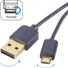Renkforce Kabel USB USB 2.0 Złącze męskie USB-A, Złącze męskie USB Micro-B 1.00 m czarny wtyczka po obu stronach, styki