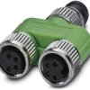 Adapter, 2 x M12 (4 pole, socket) to M12 (4 pole, plug), Y-shape, 1572443