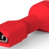 Insulated flat plug sleeve, 2.8 x 0.51 mm, 0.32 to 0.82 mm², AWG 22 to 18, brass, tin-plated, red, 2-520306-2