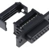 Złącze D-Sub 15-pinowe Żeński Kątowe Montaż na kablu raster 1.27mm Złoto na niklu