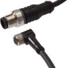 VK100F81, Kabel przyłączeniowy, 1m, M8 żeński 4pin kątowy, M12 męski 4pin prosty, 4x0,34mm², PUR, 60V, IP67