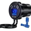 Zasilacz, ładowarka 45W, gniazdo USB + 2xPD typ C, woltomierz, wyłącznik, do zabudowy, podświetlenie niebieskie