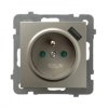 AS Gniazdo pojedyncze z uziemieniem z przesłonami torów prądowych, z ładowarką USB satyna light GP-1GZPUSB/m/45