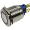 Przełącznik; przyciskowy; GQ22-11ZE/R/12V/S; ON-OFF+OFF-ON; 2 tory; podświetlenie LED 12V; czerwony; ring; bistabilny; na panel;
