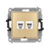 ICON Mechanizm gniazda telefonicznego podwójnego 2xRJ11, 4-stykowy, beznarzędziowe, bez pola opisowego złoty 29IGTBO-2