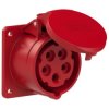 Gniazdo siłowe z klapką 5p 16A 400V tablicowe proste IP54 75x75mm TWIST PCE do obudowy czerwone