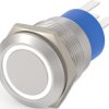 Vandal-proof pushbutton switch, 1 pole, silver, illuminated  (white), 5 A/250 V, mounting Ø 19.2 mm, IP67, 2-2213767-3