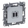 NILOE SELECTION Gniazdo 2xUSB typ c + c 3 A aluminium 762195 LEGRAND