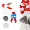 Przypinki z wstążką 75mm - czerwone, zestaw 50 sztuk