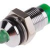 Lampka kontrolna do montażu panelowego 2V dc, zielona 6mm LED Chrom Wyprowadzenia RS PRO