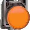 Signal light, with protection, 110-240 VAC, illuminable, waistband round, orange, front ring metal, mounting Ø 22.5 mm, XB4BVGM5