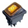 Przełącznik kołyskowy KCD5 12VDC podświetlany żółty wodoodporny 6-pin 3-pozycje