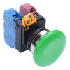 YW4B-A4E11G Green 22mm Metal Bezel Mushroom Maintained Push Button Switch 1NO-1NC IP65 IDEC