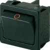 Rocker switch, black, 2 pole, (On)-Off, pushbutton (Form A (N/O)), 4 (2) A/250 VAC, IP40, unlit, printed, 1802.1221