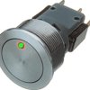 Vandal-proof pushbutton, 1 pole, silver, illuminated  (green), 5 A/250 V, mounting Ø 19.1 mm, IP67, 1241.6623.1122000