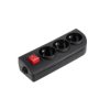Gniazdo przedłużacza x 3 z uziemieniem i wyłącznikiem czarne GN-30W-2