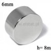 Magnes neodymowy okrągły 6x8mm