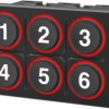 EAO Series 09 In Cabin Keypad 6PB, Hardwired, 24V,Screw-in, LED red, Symbol Inserts Numbers 1 to 6