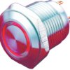 Vandal-proof pushbutton, 1 pole, silver, illuminated  (blue), 2 A/36 V, mounting Ø 16 mm, IP65, PAV16NFS2G6N