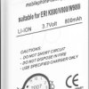 650mAh Li-ion SONY/ERICSSON K550/K800i