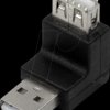 AU0027 USB 2.0 adapter, USB-A/M to USB-A/F, 270° angled, black