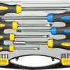 Wkrętaki i końcówki wkrętakowe hartowane, adapter do nasadek, walizka, stal CrV (zestaw 27 szt.) 39D887