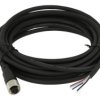 Gniazdo z przewodem; KLS15-M12A-P20-05-PUR-L5.0M-B-U; M12-5p; 5 torów; kątowe 90°; z przewodem 5m; 0,34mm2; czarny; IP67; 4A; 25