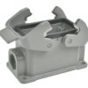 Obudowa złącza; Han B; 19300101230; 10B; metal; poziome; na panel; 1 boczne wyjście przewodu; z 2 klamrami; wyjście na dławnicę