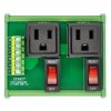 DIN Rail Mount AC 120V NEMA 5-15R 2 Receptacle Outlet Power Module, with Rocker Switch Thermal Circuit Breaker Overload Protecto