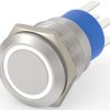 Vandal-proof pushbutton, 2 pole, silver, illuminated  (white), 5 A/250 V, mounting Ø 19.2 mm, IP67, 4-2213767-3