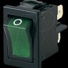 01855.0108-00 Rocker switch, 2-pin, OFF, green I-O, illuminated