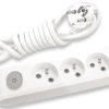 Przedłużacz Przenośny 3-Krotny Z Uziemieniem, Wyłącznikiem I Przesłonami Styków 3m, Kolor Biały / Wlta0633-2wh