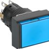 Pushbutton, illuminable, groping, 2 Form C (NO/NC), waistband rectangular, blue, front ring black, mounting Ø 16 mm, XB6EDW6B2P