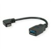 ROLINE Type C + MicroB to USB A , M/F, zwart, 0,15 m