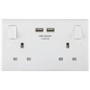 BG Electrical 822U3-01 Switched Socket 2-Gang 13A with 2 x USB Ports