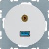 BERKER R.1/R.3 Gniazdo USB/3.5 mm audio biały 3315392089 HAGER