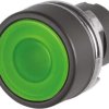 Pushbutton, illuminable, groping, waistband round, green, front ring black, mounting Ø 22.3 mm, 46-2231.11H0.000