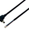 DC connection cable, 500 mm, black, plug 2.5 x 5.5 mm, angled to open end, 075171