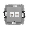 ICON Mechanizm gniazda telefonicznego 1xRJ11 + komputerowego 1xRJ45 kat. 5e, 8-styk beznarzędziowe, bez opisu szary mat 27IGTKBO