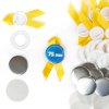 Przypinki z wstążką 75mm - żółte, zestaw 50 sztuk